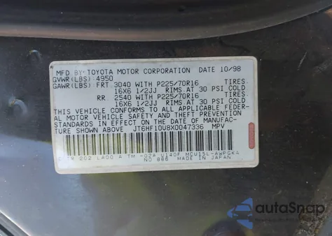 1999 Lexus Rx 300 from USA, damaged, VIN JT6HF10U8X0047336